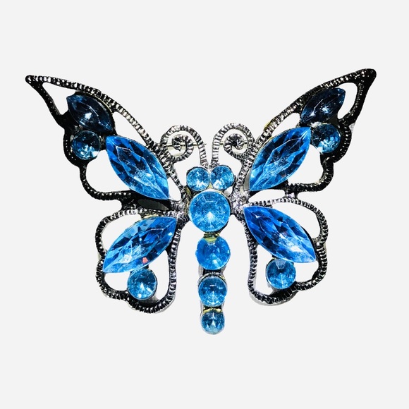 Blue Crystal Butterfly Brooch - Picture 4 of 6